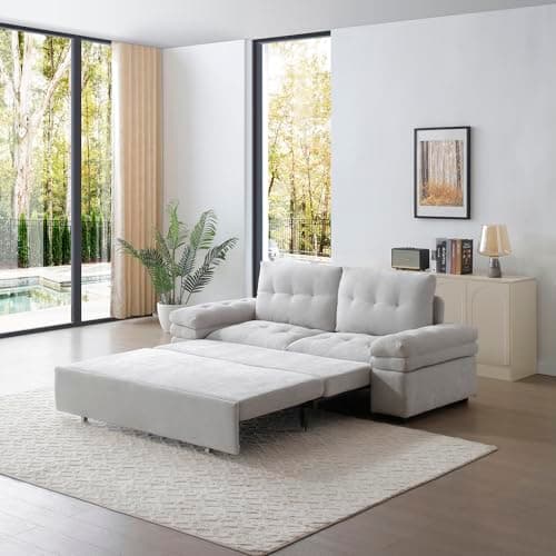 66" Oversized Reclining Futon Couch Bed with Velvet Upholstery Queen Size Daybed Loveseat