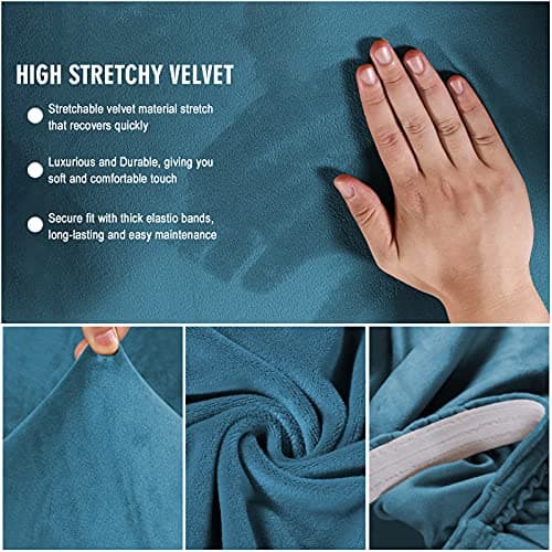 Premium Polyester Futon Cover for Full Size Armless Sofas, Machine Washable Velvet Peacock Blue - SFCT