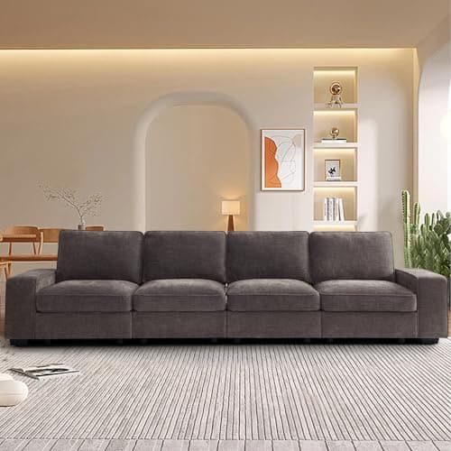 TEKAMON Comfy 3-Seater Chenille Storage Sofa W/Deep Seat, Wide Arms, USB & Removable Cover