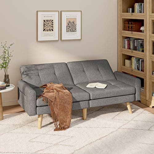 Gizoon Dark Grey Futon Sofa Bed with Adjustable Backrest