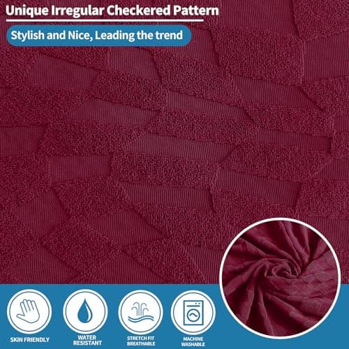 ZNSAYOTX Wine Red Stretch Futon Cover for Full Size Armless Sofa Bed (67"-82")