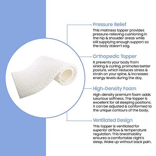 2-inch Greaton Egg Shell Foam Mattress Topper for Ultimate Comfort and Support (King, White)