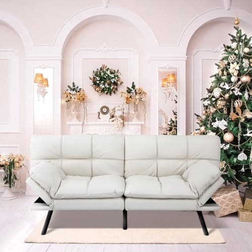 MUUEGM Adjustable Backrest Futon Sofa Bed, Modern LoveSeat Sleeper for Living Room, Office, Apartment