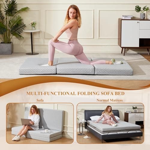 Portable Tri-Fold Memory Foam Mattress Topper for Travel, RV, Camping - Twin Size