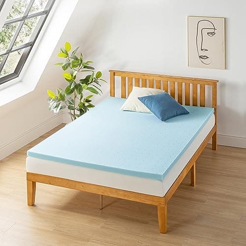 Best Price 2-inch Ventilated Gel Memory Foam Topper - Twin, Blue