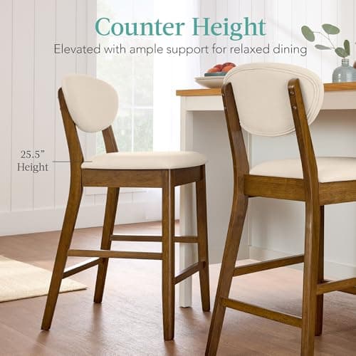 Best Choice Products Mid-Century Modern Bar Stool Set Walnut/Cream