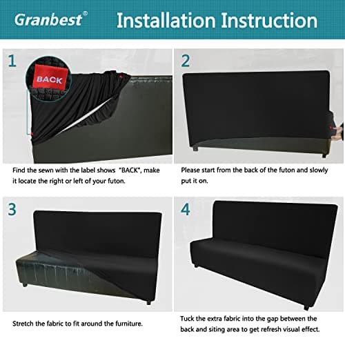 Granbest Waterproof Futon Cover for Kids and Pets, Black