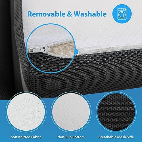 CertiPUR-US Certified 3 Inch Memory Foam Tri-Fold Mattress Topper, Washable Cover, Non-Slip Bottom, Camping & Guest Beds