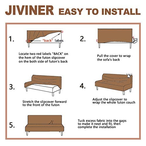 JIVINER Super Stretch Futon Cover, Dark Grey, Full Size, Washable Sofa Bed Protector