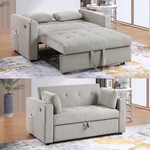 66" Oversized Reclining Futon Couch Bed with Velvet Upholstery Queen Size Daybed Loveseat