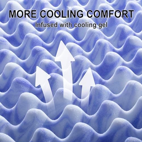 Queen Size Memory Foam Mattress Topper with Purple Gel Support - 2 Inch Egg Crate Design for Pressure Relief