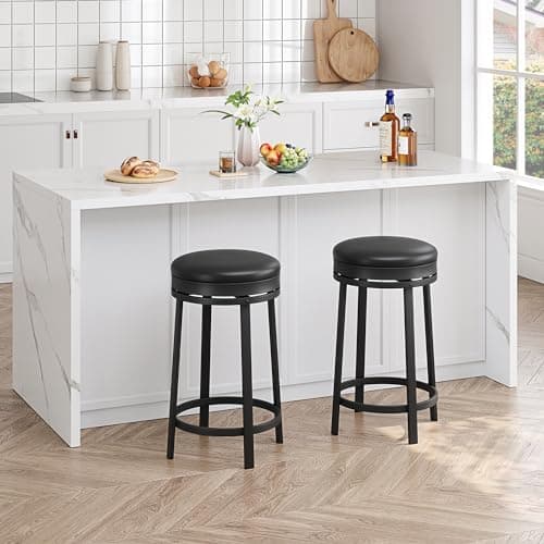 IDEALHOUSE Black Swivel Bar Stools Set of 2 with Footrest