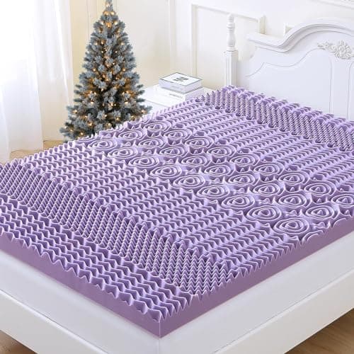 MUXHOMO 2 King Size Cooling Gel Mattress Topper, 7-Zone Egg Crate Foam, CertiPUR-US Certified (76×80, Lavender)