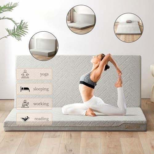 Tri-fold Memory Foam Mattress Topper, Medium Firm, 4 Inch, Washable Cover (Full)