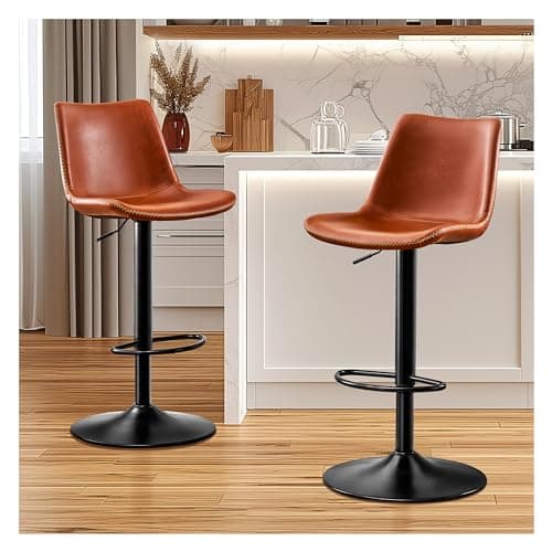 X-Large Footrest Ergonomic Whisky Brown Bar Stool Set of 2