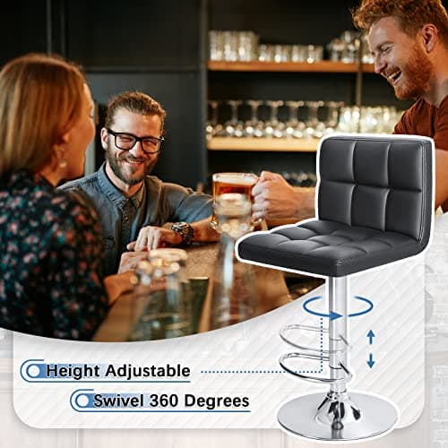 Homall Modern PU Leather Kitchen Bar Stools, Black (Set of 2)