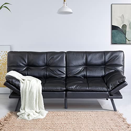 Memory Foam Convertible Futon Sofa Bed Black