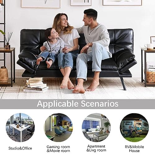 Memory Foam Convertible Futon Sofa Bed, Modern Folding Love Seat for Living Room, Compact Space, Apartment, Office, Dorm - Grey