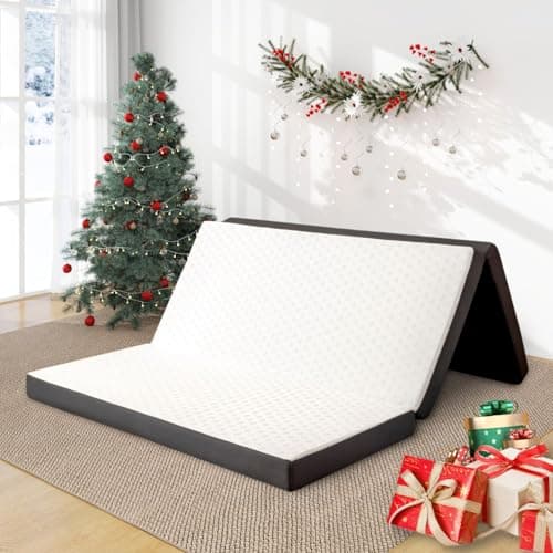 MUUEGM 4 Inch Tri-Fold Memory Foam Mattress with Washable Cover, Single Size