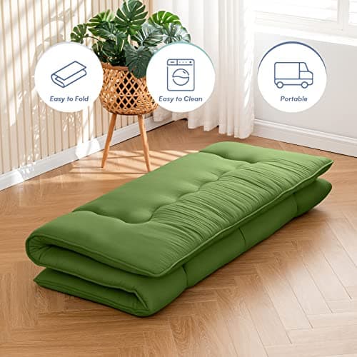 Army Green Queen Japanese Memory Foam Foldable Sleeping Mattress