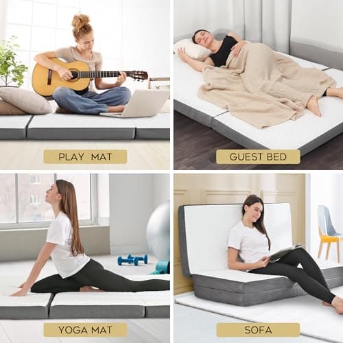 Memory Foam Foldable Mattress - 4 Inch Queen Size with Washable Cover