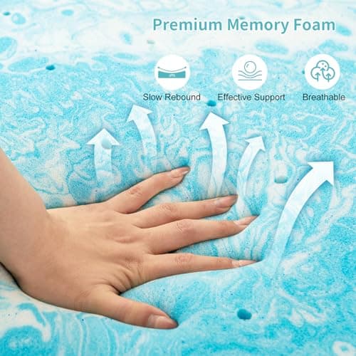 2 Inch Memory Foam Mattress Topper for Twin Size Bed, Cooling Gel Infused Pad for Back Pain Relief - CertiPUR-US Certified
