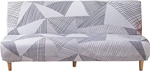 ELEOPTION Full Size Stretch Slipcover for Armless Sofa Bed Black/White