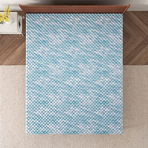 NapQueen 1.5 Inch Cooling Gel Memory Foam Mattress Topper, Twin, Blue