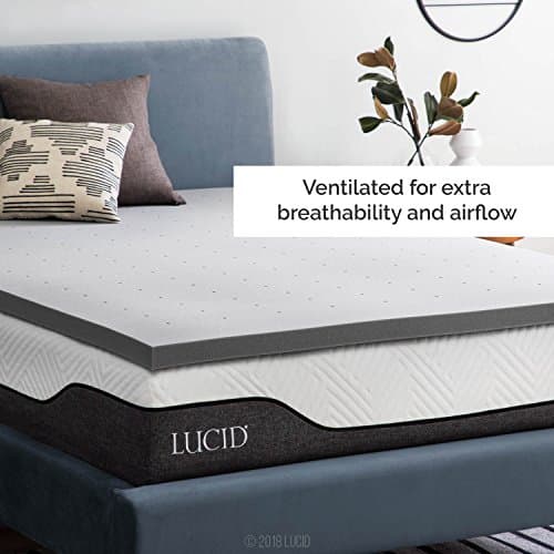 LUCID 2 Inch Queen Mattress Topper – Memory Foam & Bamboo Charcoal