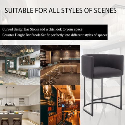 Modern Black Counter HeightBar Stool Set of 2