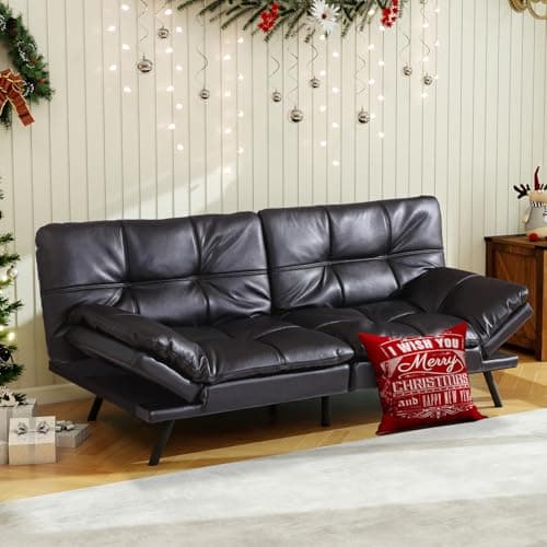 MUUEGM Dark Grey Memory Foam Futon Sleeper Sofa Bed for Small Spaces