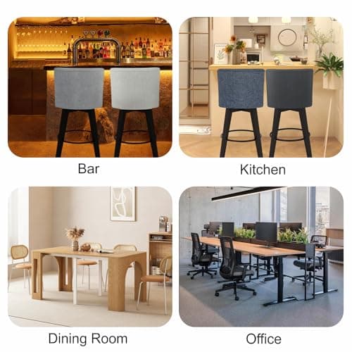 360°Swivel Bar Stools Set of 2 with High Backrest, Denim Blue