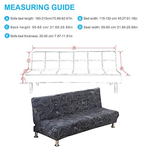 Armless Futon Slipcovers Stretch Sofa Bed Cover with Printed Design