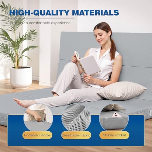 Dirt-Resistant, Portable 4 Inch Foldable Mattress for Camping and Travel