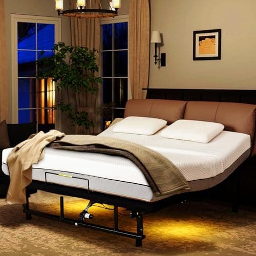 Futhy Queen Size Electric Adjustable Bed, Wireless Remote, Zero Gravity, 4 Ports USB, Under-Bed Nightlight