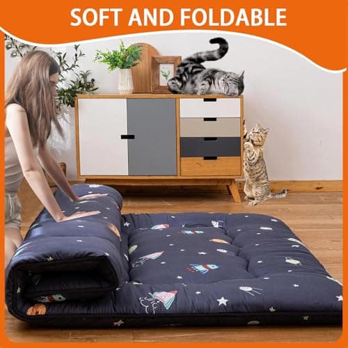QQP Japanese Foldable Futon Mattress - Queen, Thicker Tatami Pad for Adults & Kids