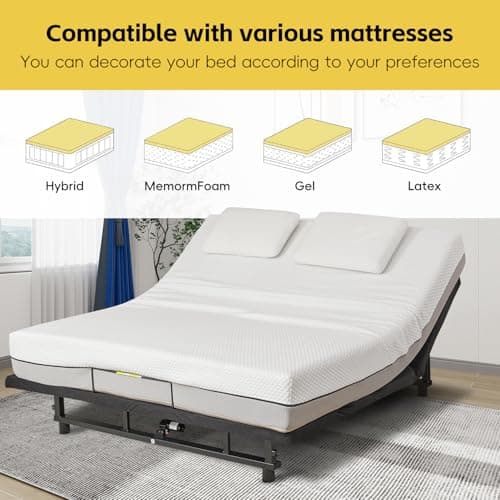 Futhy Queen Size Adjustable Bed Frame with Wireless Remote Control