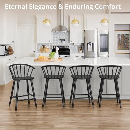 LUE BONA Black Farmhouse Bar Stools, Modern Counter Height, Set of 2