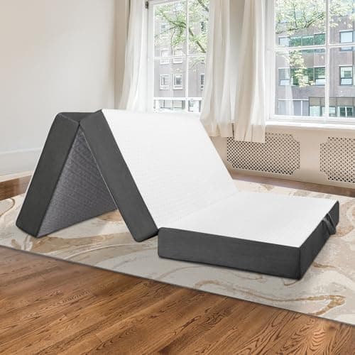 Portable 4 Inch Memory Foam Mattress Topper for Camping, Small Twin Size