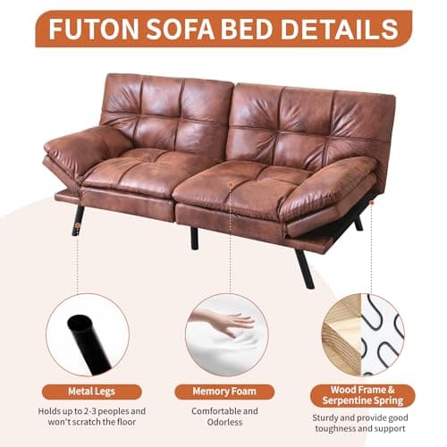 MUUEGM Futon Couch with Memory Foam Backrest - Perfect for Studios, Apartments, Dormitories, Offices, and Game Rooms.