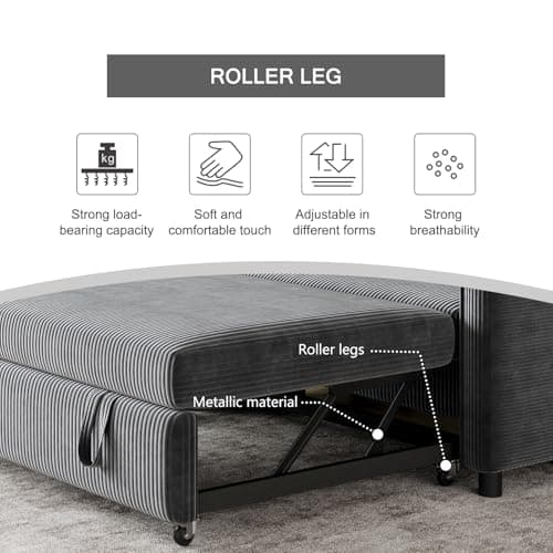 Grey 3-in-1 Futon Sofa Bed with Adjustable Backrest