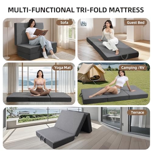 Tri-Fold Memory Foam Mattress for Travel and RV Camping