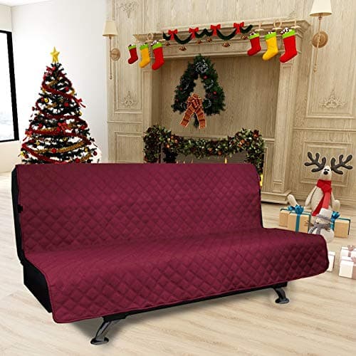 Wine Futon Sofa Slipcover Waterproof No-Stitching Pets Kids Dog Cat Protector
