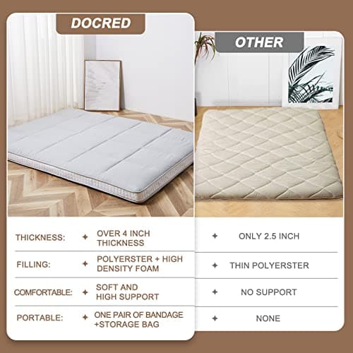DoCred Twin Size Extra Thick Foldable Memory Foam Tatami Mat Mattress