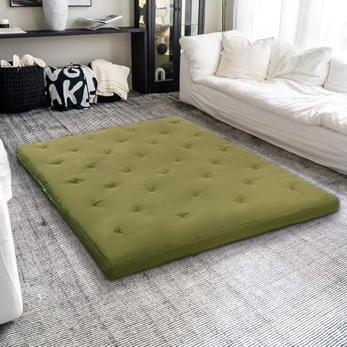 ZonLi Japanese Queen Size Tatami Mattress, 100% Cotton, Grey