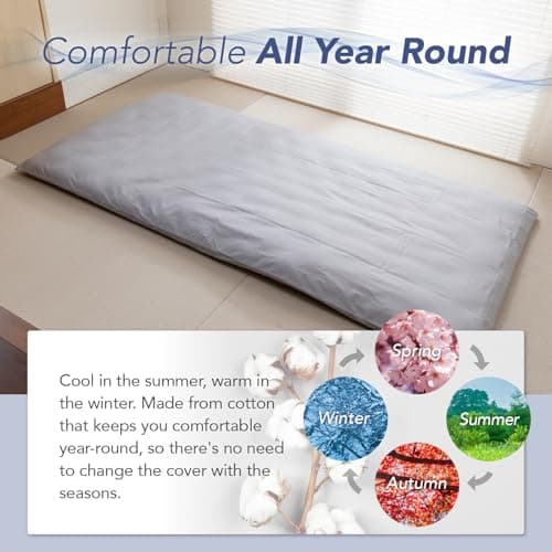 MORIRIN Zippered Cover for Japanese Futon, Twin, White