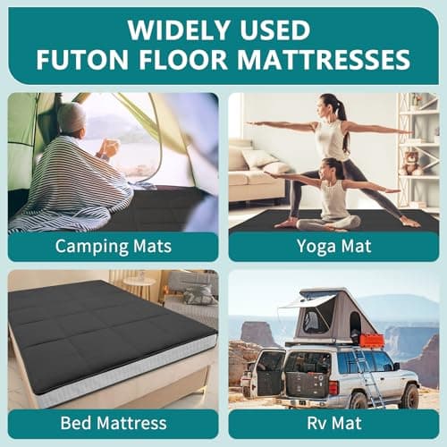 SUNYRISY Japanese Thicken Roll-up Camping Mattress, Foldable & Portable, Twin/Full/Queen