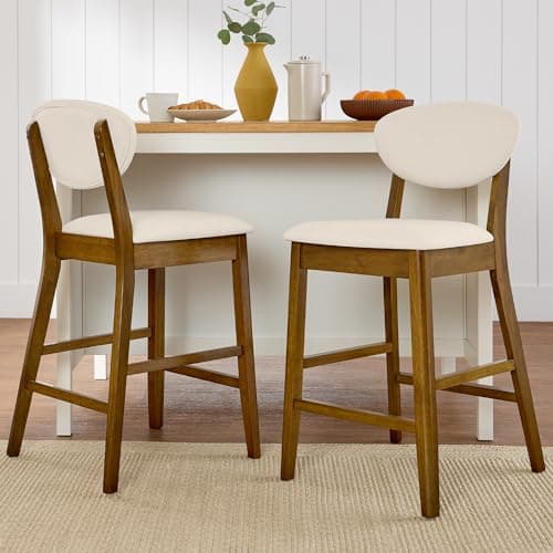 Best Choice Products Mid-Century Modern Bar Stool Set Walnut/Cream