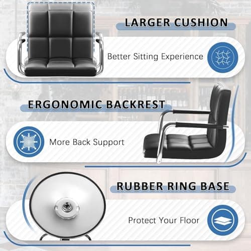 Homall Black Modern PU Leather Kitchen Bar Stools with Back Set of 2