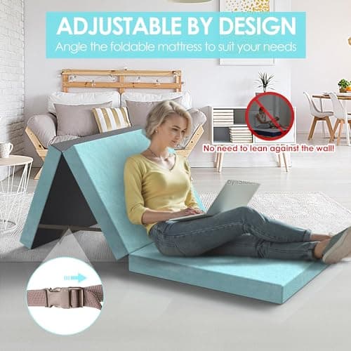3 Inch Memory Foam Trifold Mattress with Washable Cover for Guests & Travel